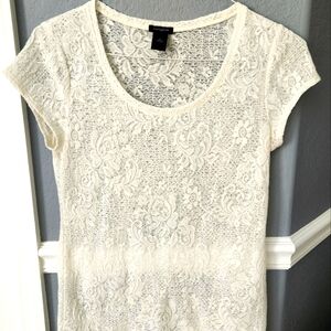 ANN TAYLOR SHEER LACE BLOUSE